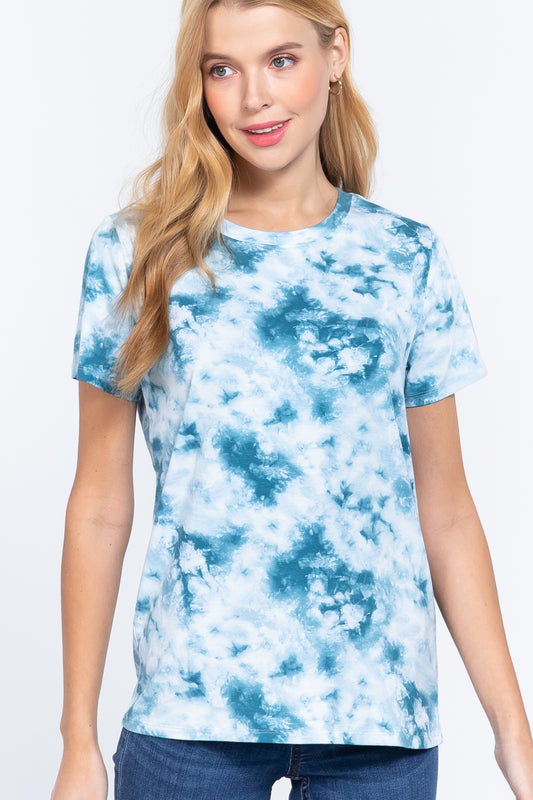 Short Slv Tie-dye Cotton Jersey Top