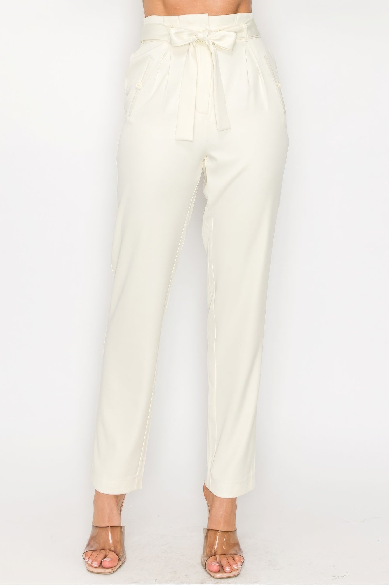 High-rise Belted Paperbag Pants