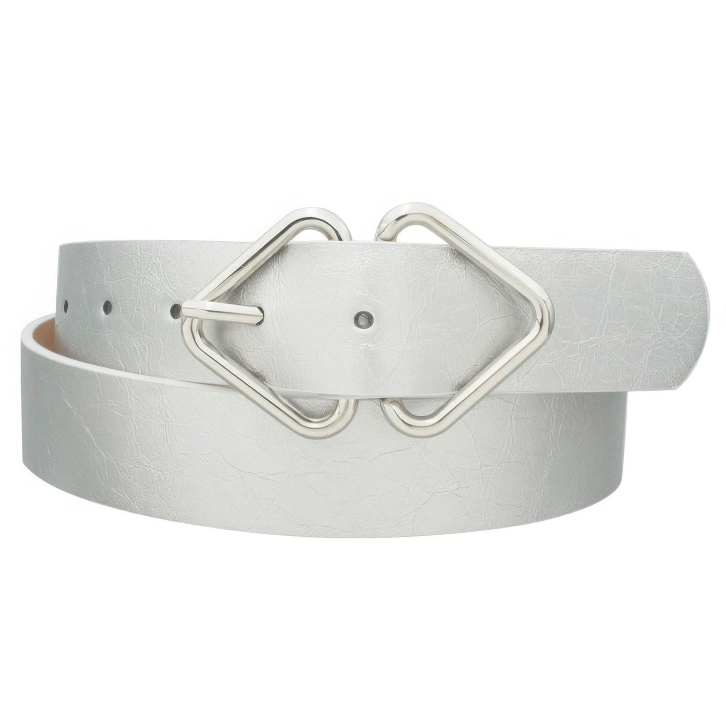 Mirrored Triangle Cracked Pu Buckle Belt