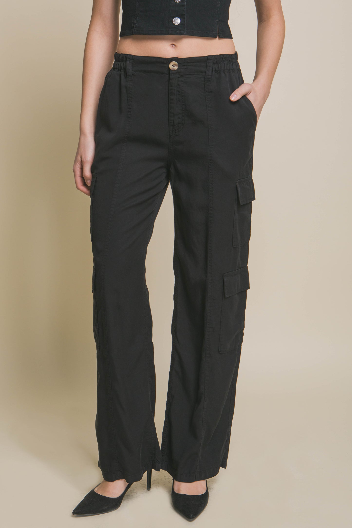 Full-length Tencel Pants With Cargo Pockets